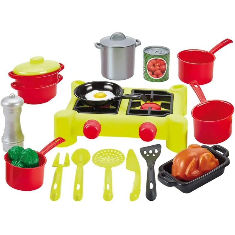 foto del prodotto set pranzo con fornello gioco per bambini completo di pentole e accessori