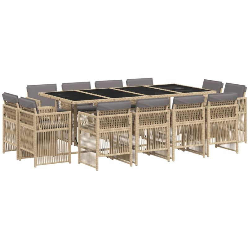 foto del prodotto set pranzo da giardino 13 pz con cuscini beige misto polyrattan vidaxl