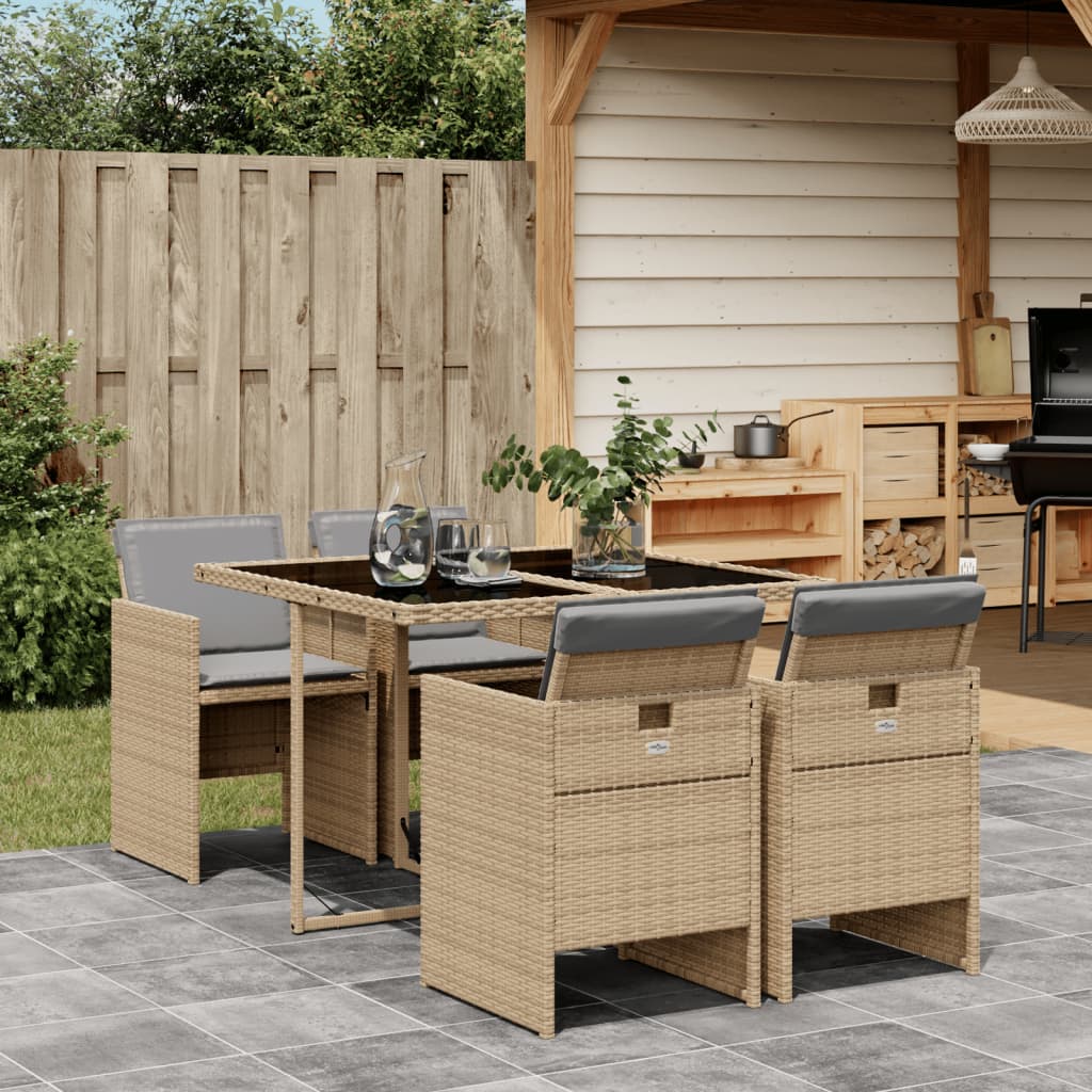 foto del prodotto set pranzo da giardino 5 pz con cuscini beige misto polyrattancod mxl 88010