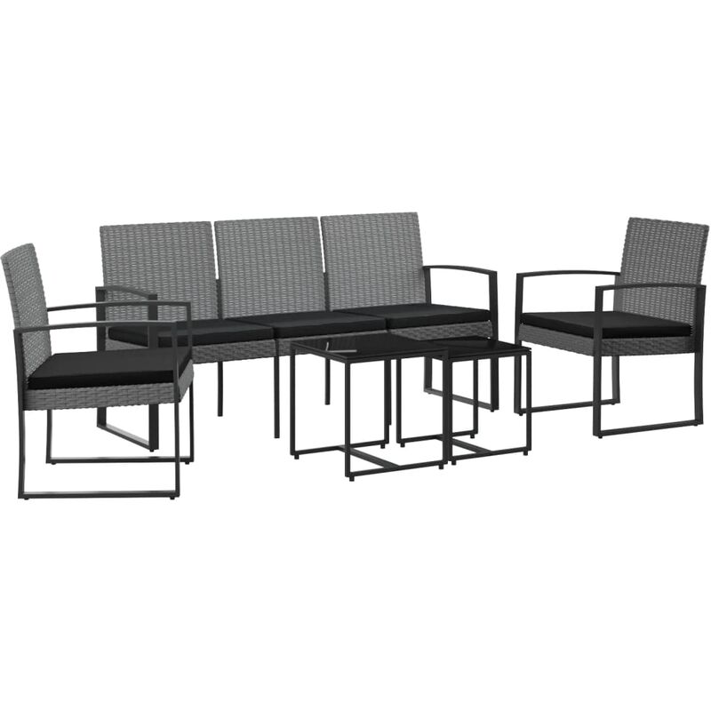 foto del prodotto set pranzo da giardino 5 pz con cuscini pp rattan grigio scuro vidaxl