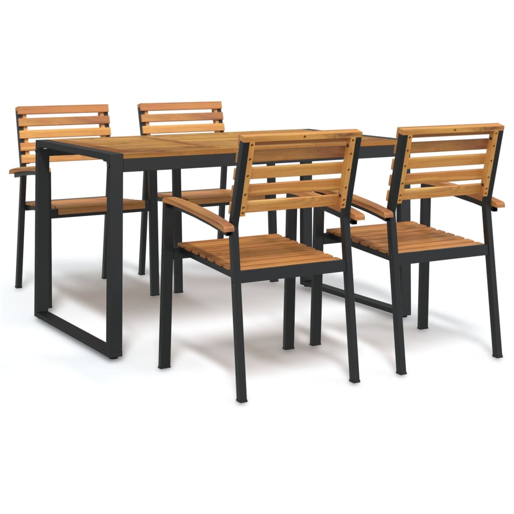 foto del prodotto set pranzo da giardino 5 pz legno massello di acacia e metallocod mxl 100332