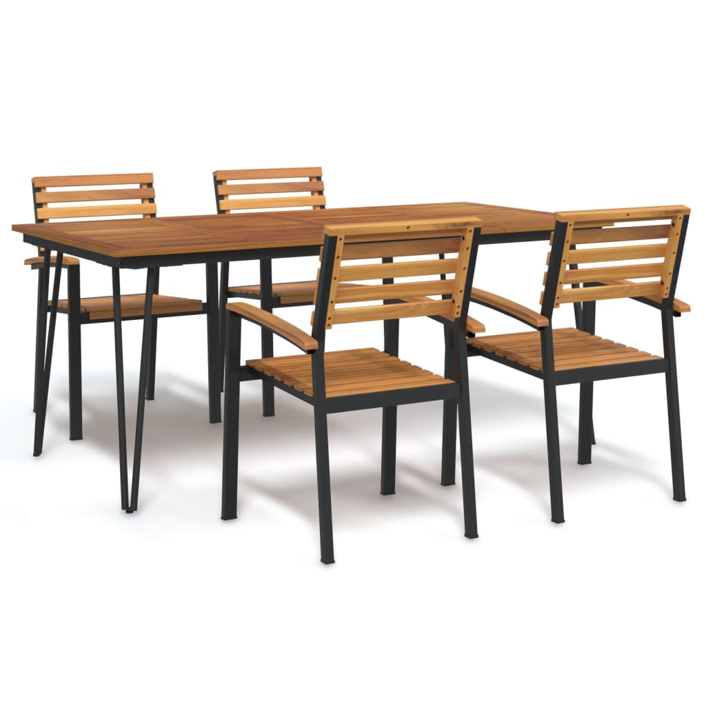 foto del prodotto set pranzo da giardino 5 pz legno massello di acacia e metallocod mxl 76372