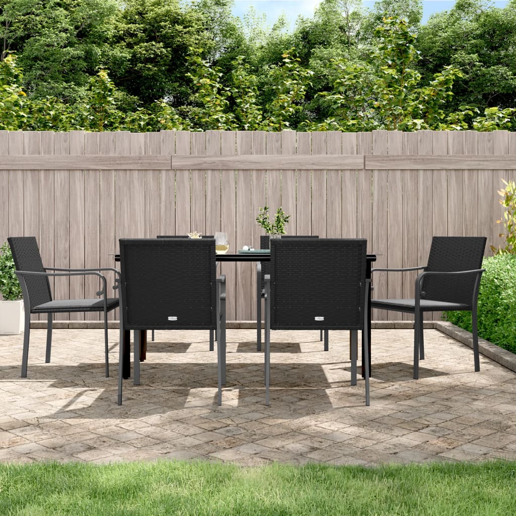 foto del prodotto set pranzo da giardino 7 pz con cuscini in polyrattan e acciaiocod mxl 76615