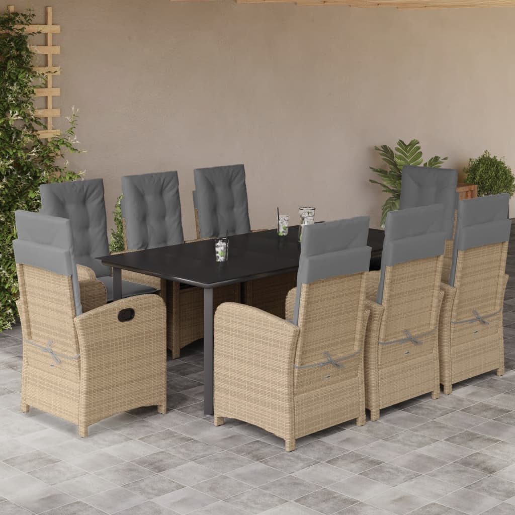 foto del prodotto set pranzo da giardino 9 pz con cuscini beige misto polyrattancod mxl 90785