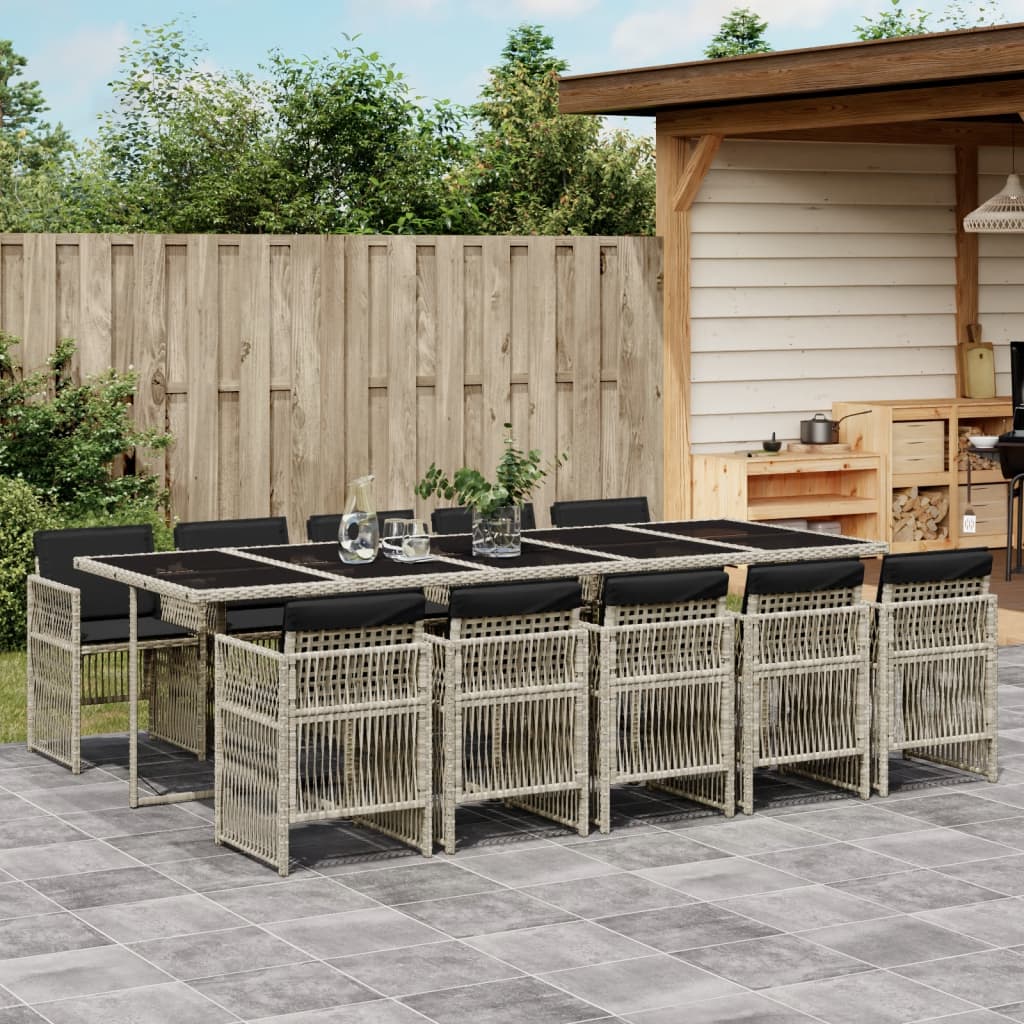 foto del prodotto set pranzo giardino 11pz con cuscini grigio chiaro polyrattancod mxl 88760