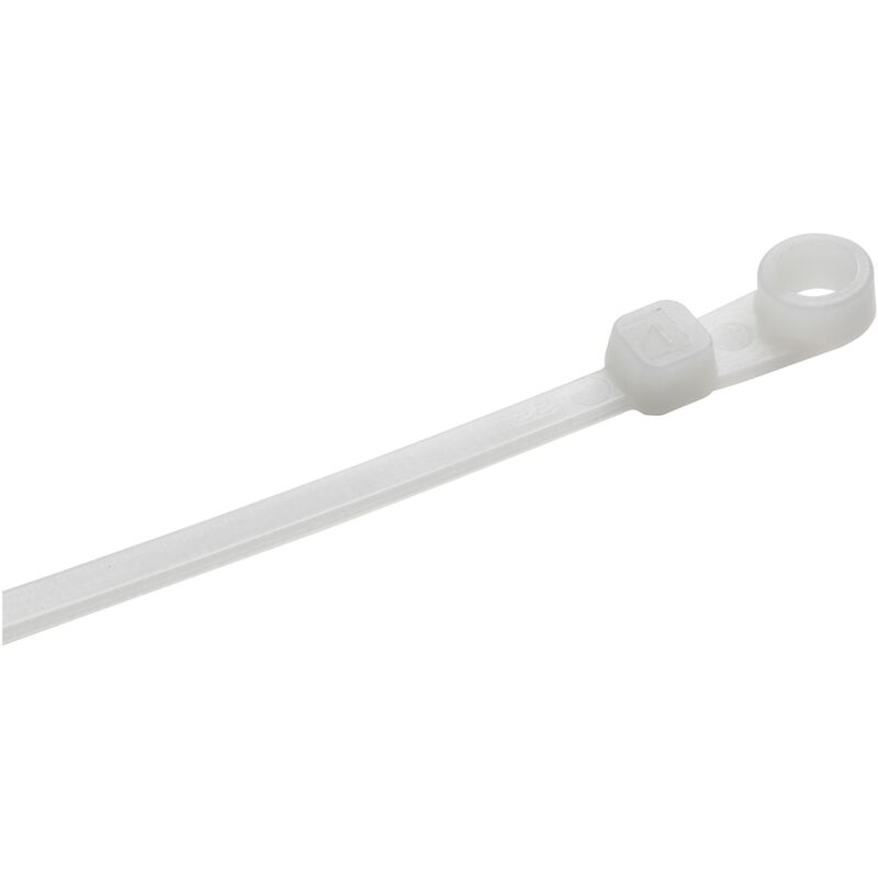 foto del prodotto set pratico di 25 fascette stringicavo, colore bianco, 200 x 4,6 mm, con occhiello di fissaggio, in nylon stabile, indeformabile, set di fascette per