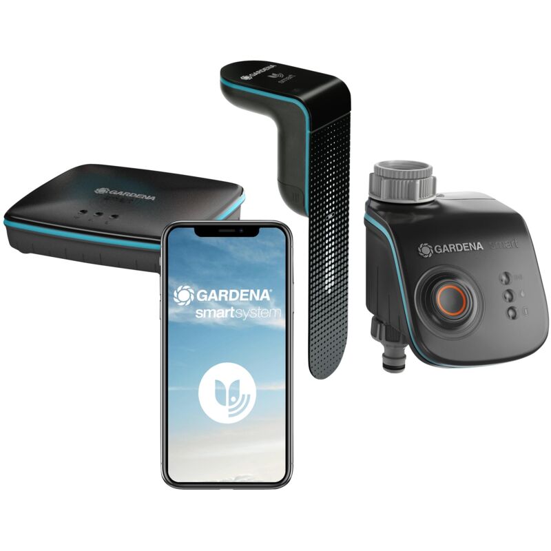 foto del prodotto set programmatore irrigazione, sensore umidit e gateway smart, per il controllo irrigazione via wi fi 19202 20 gardena