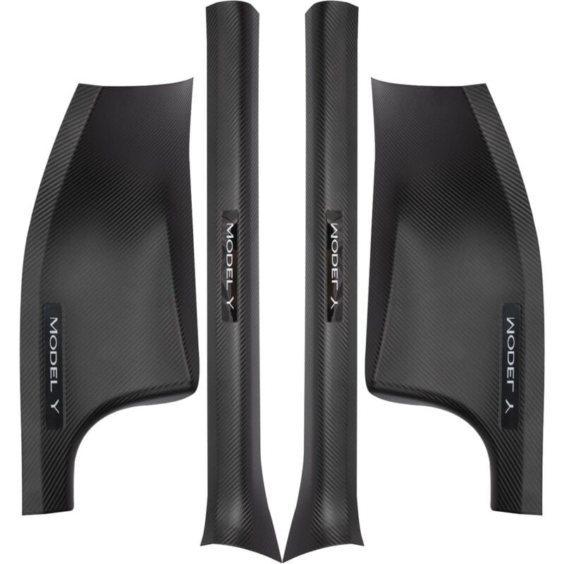 foto del prodotto set protezione soglia portiera in carbonio per tesla model y 2021, 2022, 2023, antigraffio, antiscivolo, anteriore e posteriore