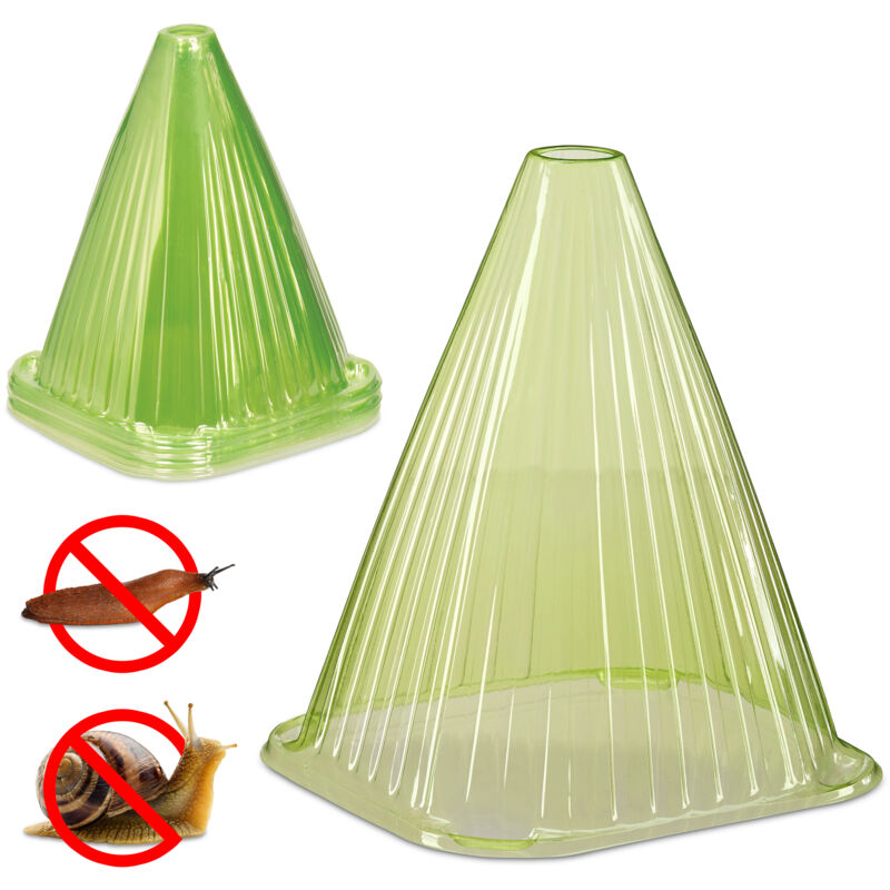 foto del prodotto set protezioni per piante, 24 coni protettivi antilumaca e anti gelo, piantine, hlp 22x19x19 cm, pvc, verde relaxdays
