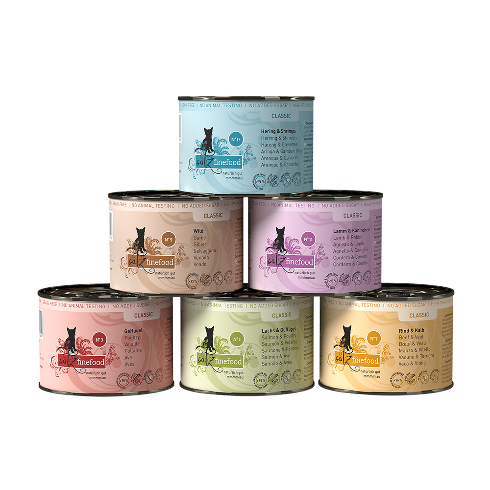 foto del prodotto set prova catz finefood 6 x 200 g mix 2 agnello, selvaggina, manzo, 3 varianti al pollo