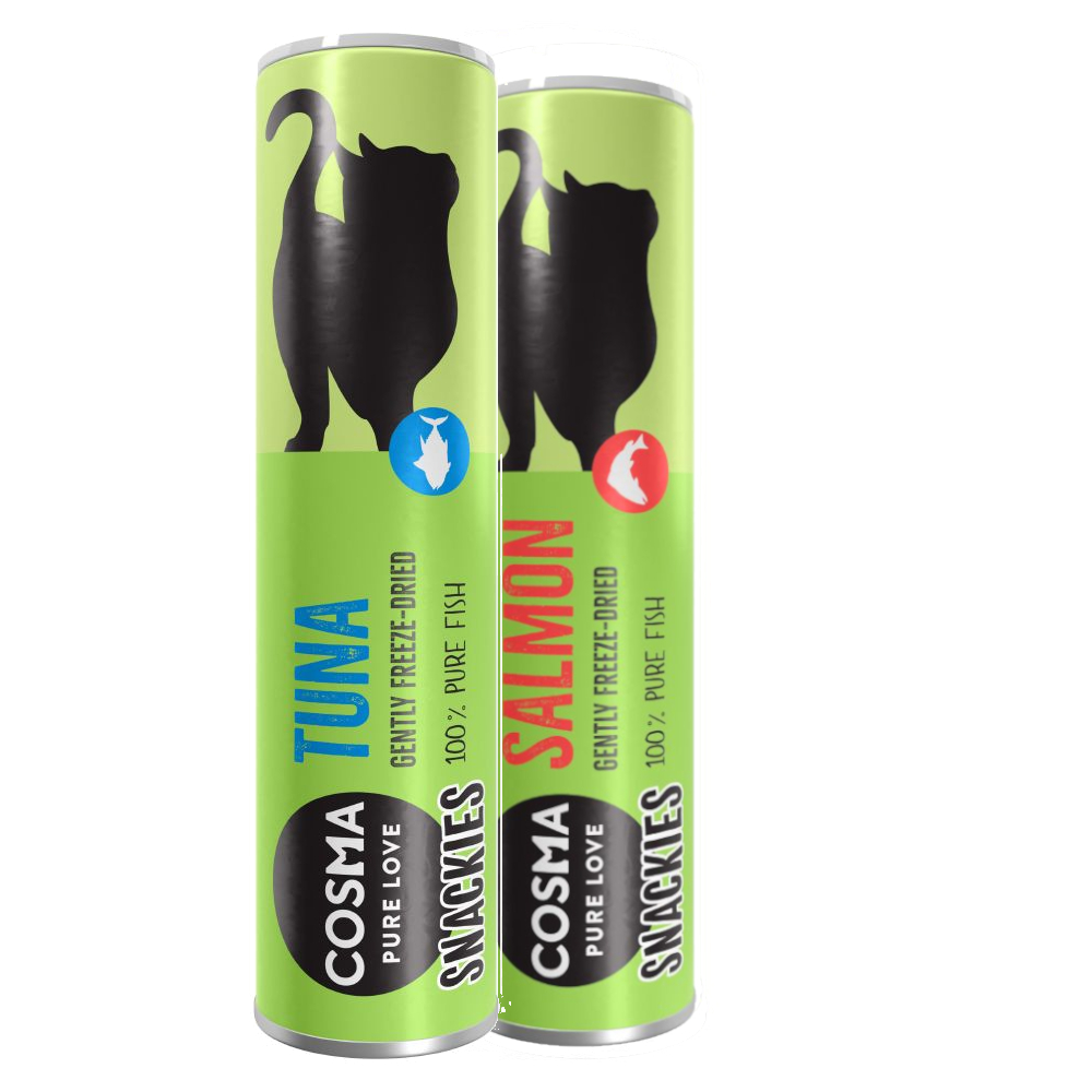 foto del prodotto set prova cosma snackies 30 g, 2 gusti assortiti tonno, salmone 