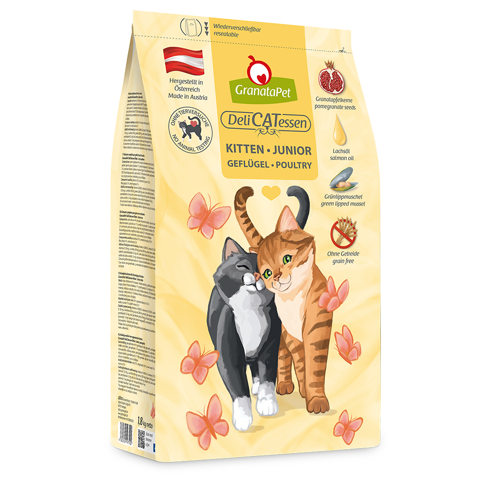 foto del prodotto set prova misto granatapet kitten secco umido 1,8 kg secco 6 x 200 g umido pollame