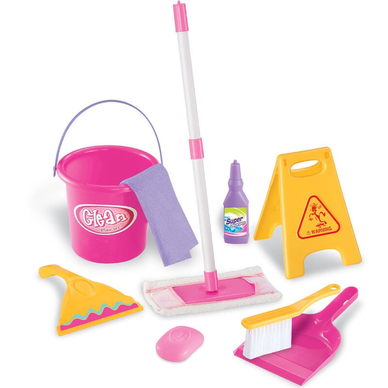 foto del prodotto set pulizia giocattolo per bambini 9 pezzi con mocio e secchio mop idea regalo