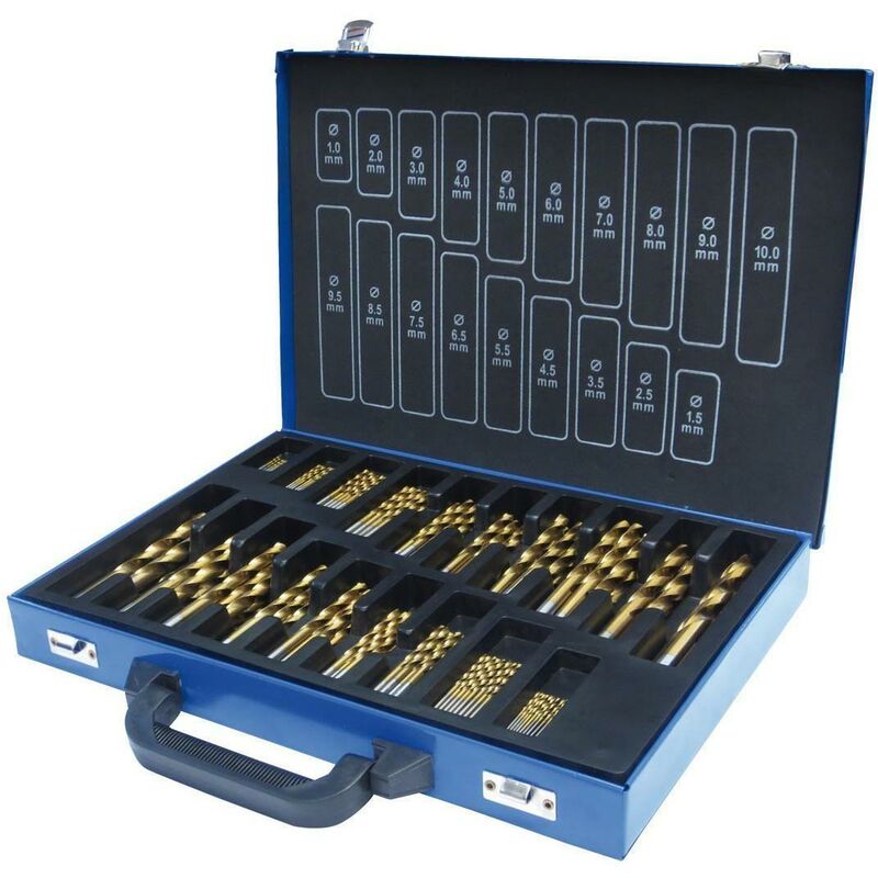 foto del prodotto set punte elicoidali hss 170pz 1 10 mm tin holzmann
