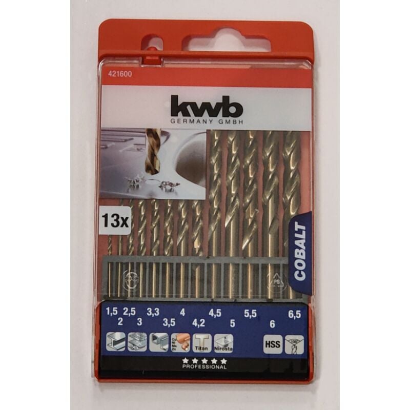 foto del prodotto set punte per trapano einhell diametro 1.5 6.5 3.3 4.2mm cobalto 13pz 49421600