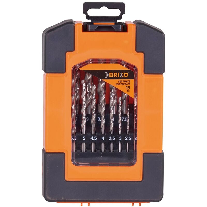 foto del prodotto set punte per trapano tassellatore brixo hss fresate in cofanetto display 19 pezzi brixo