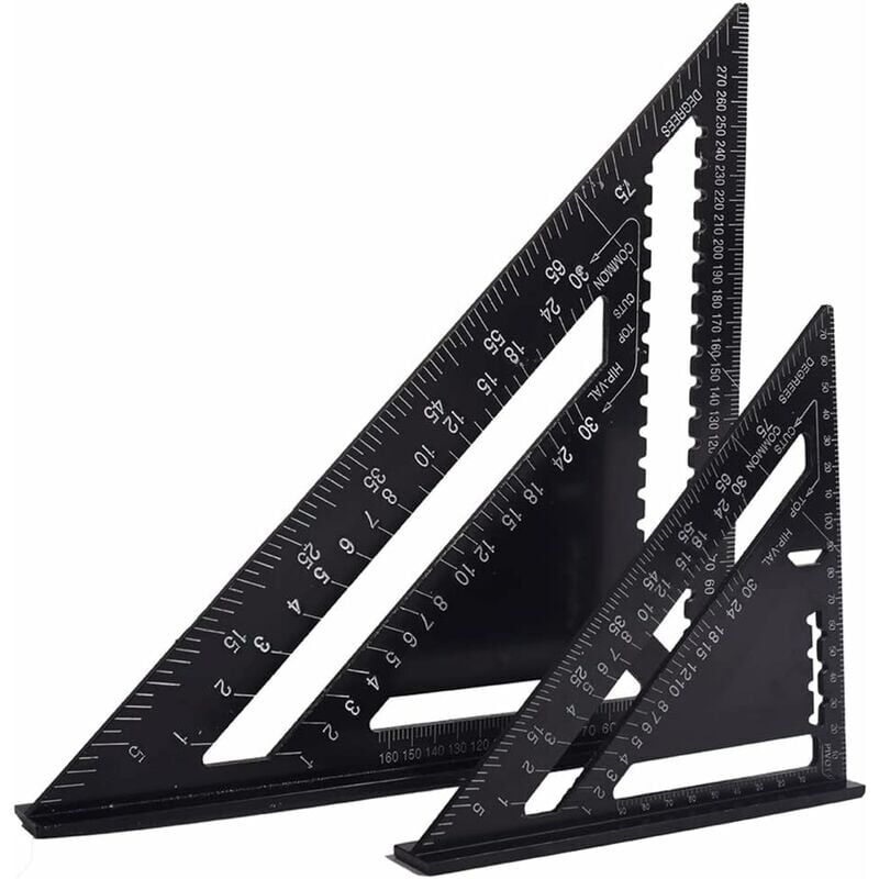 foto del prodotto set quadrato 2 pezzi triangolo angolo quadrato righello goniometro strumento di misurazione ad alta precisione in lega di alluminio, strumento