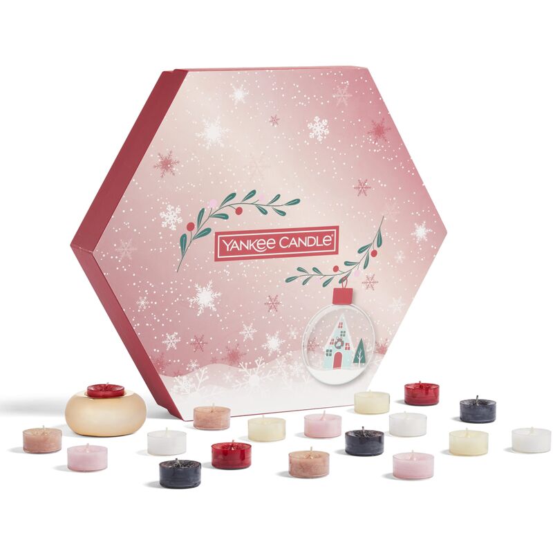 foto del prodotto set regalo 18 tea light profumate e 1 supporto per tea light in una confezione regalo natalizia collezione snow globe wonderland yankee candle