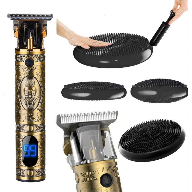 foto del prodotto set rifinitore da barbiere resuxi gold master e accessori cuscino sensomotorio con pompa