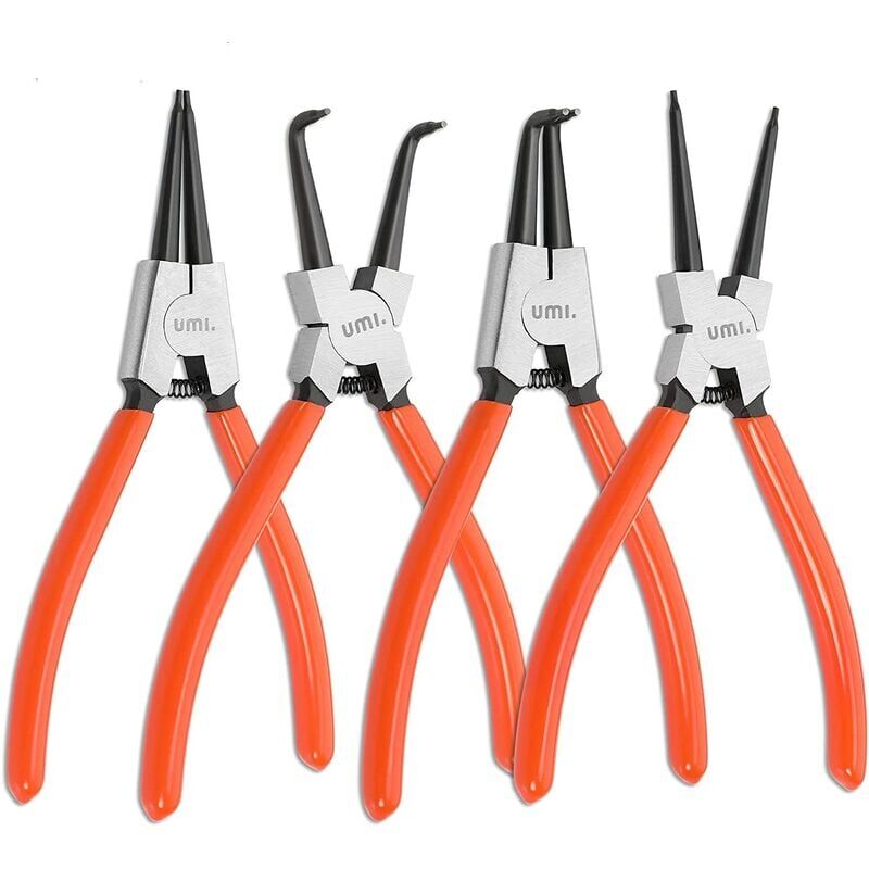 foto del prodotto set rotante di 4 pinze per anelli elastici, pinze per anelli elastici interni ed esterni con borsa, lunghezza 180 mm, dimensione punta 1,6 mm