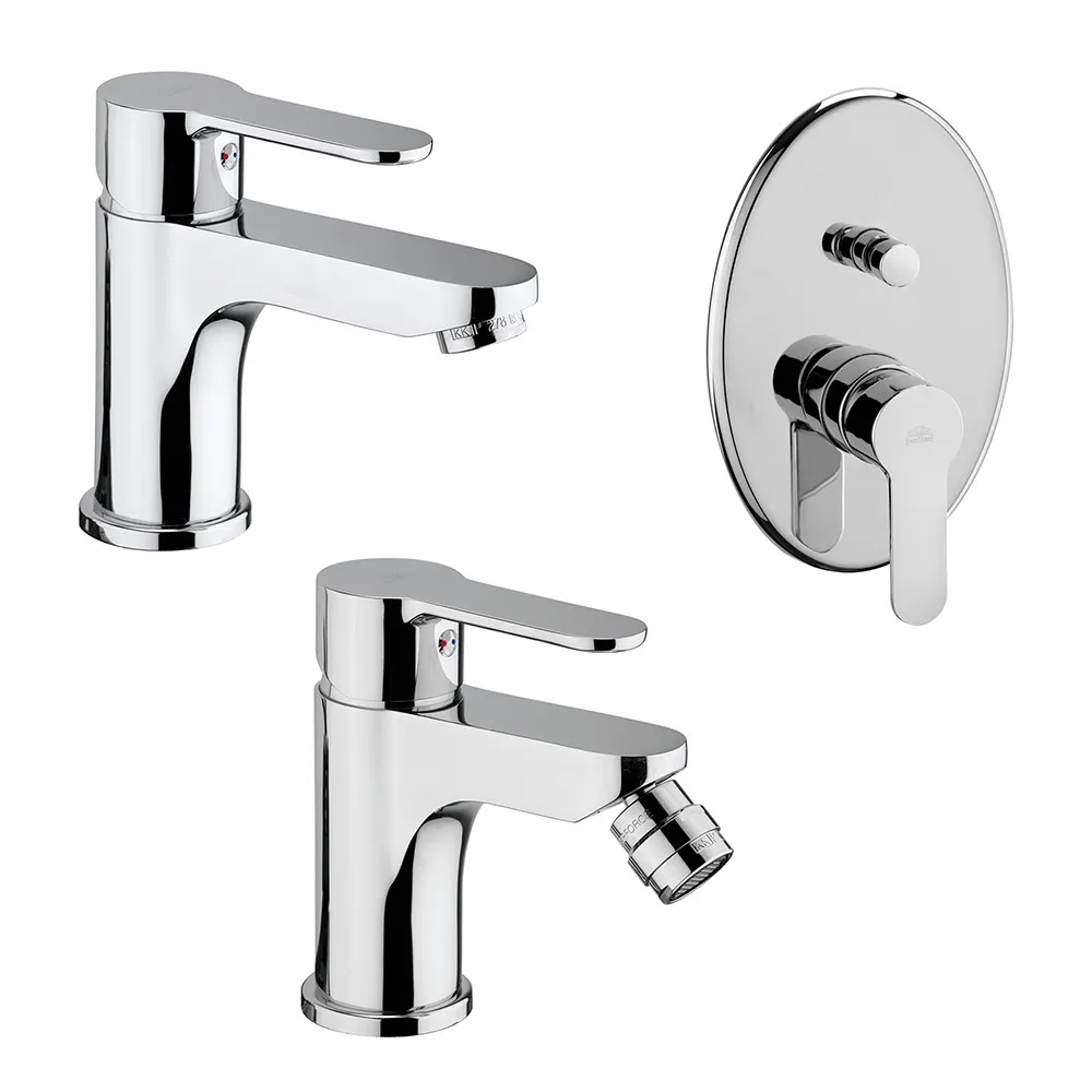 foto del prodotto set rubinetti paffoni blu lavabo bidet e doccia incasso con deviatore