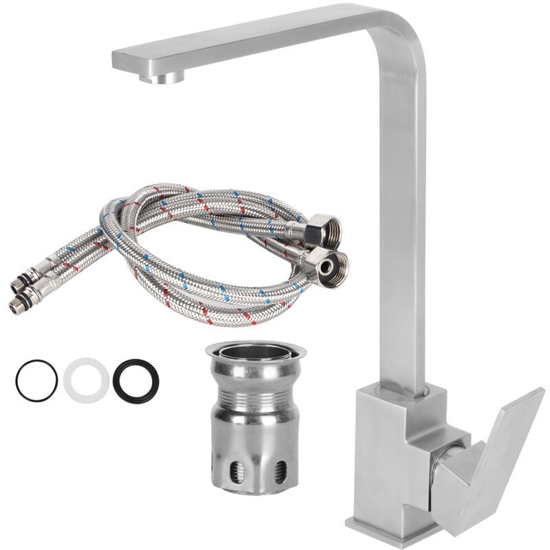 foto del prodotto set rubinetto g1 2 rubinetto miscelatore caldo freddo per lavello da cucina in acciaio inossidabile 304 ruotabile a 360 