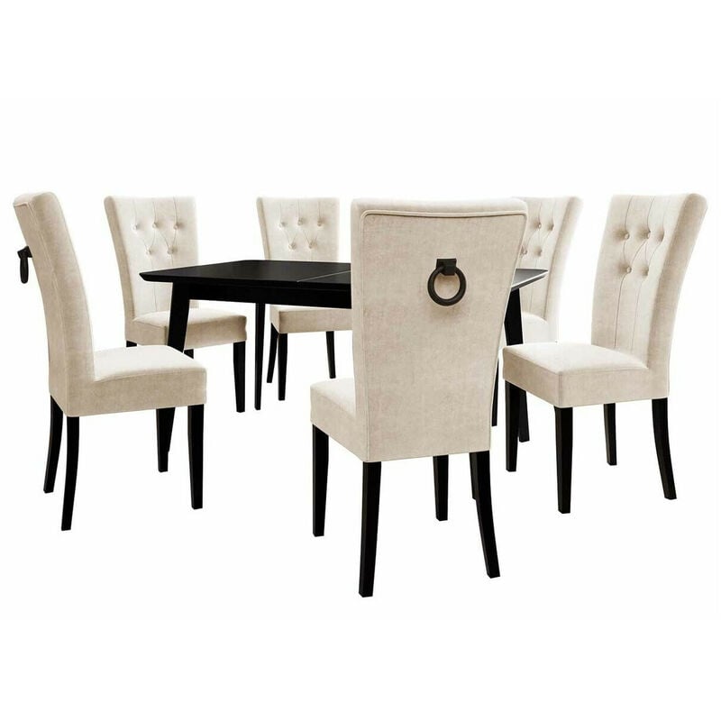 foto del prodotto set sala da pranzo racine 144, nero magic velvet 2250, 76x80x140cm, diametro 0, numero di posti 6, stile modernoclassico