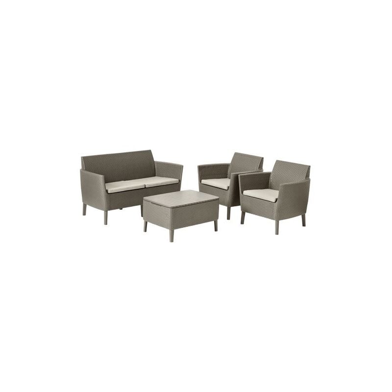 foto del prodotto set salottino rattan salemo keter cappuccino 1tavolo 2poltrone 1divano arredamen