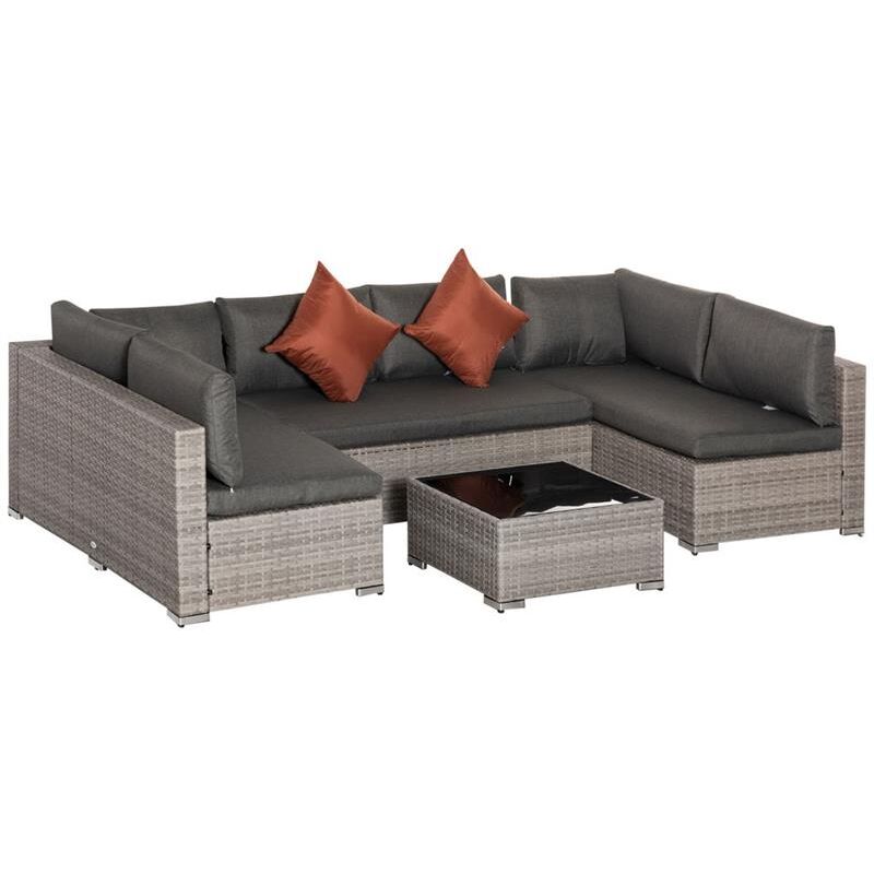 foto del prodotto set salotto 4 pezzi in rattan pe 3 divani e 1 tavolino da caff cuscini grigio