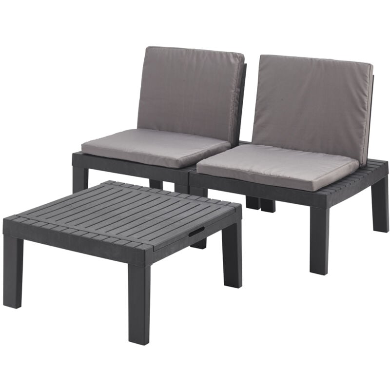immagine 0 del prodotto set salotto da esterno aixela, composizione da giardino con 2 sedute con schienale ed 1 modulo multifunzione, salottino con cuscini, 100 made in