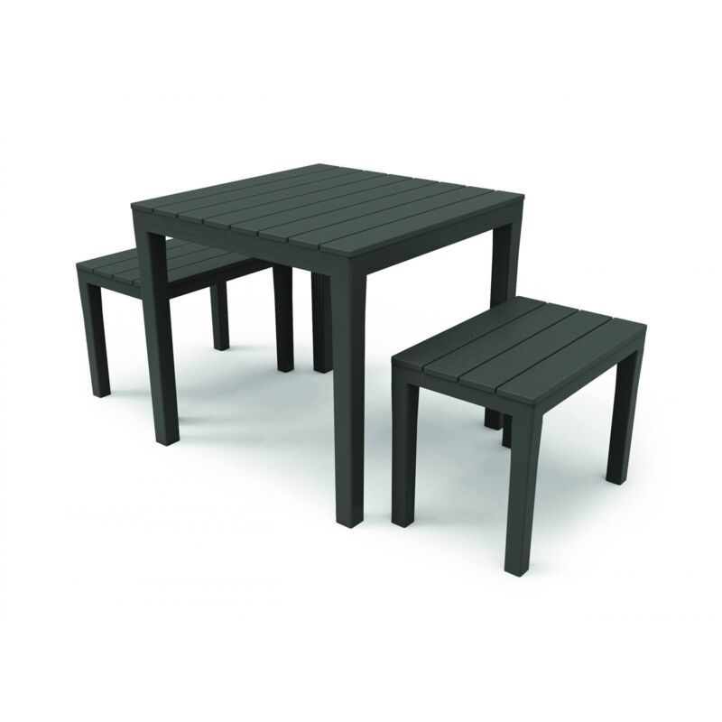 foto del prodotto set salotto da esterno alambico, set composto da 1 tavolo quadrato 2 panche, set da pik nik, 100 made in italy, antracite