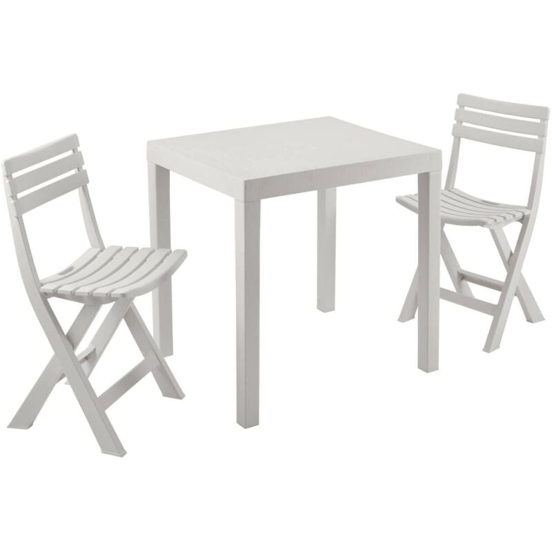 foto del prodotto set salotto da esterno altar, composizione da giardino con 1 tavolo rettangolare e 2 sedie pieghevoli, salottino indoor e outdoor da pic nic, 100 