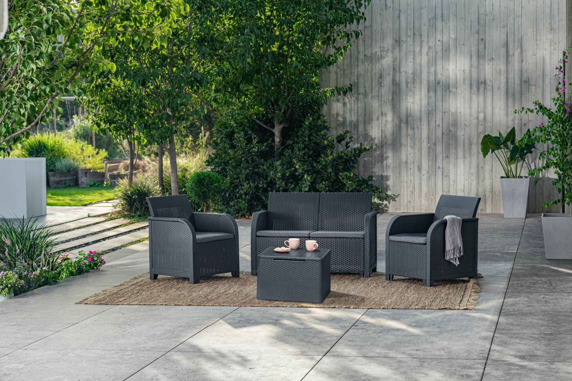 foto del prodotto set salotto da esterno barrhead, salottino outdoor, set da balcone o giardino, composizione soggiorno per esterni, 113x65 h74 cm, antracite