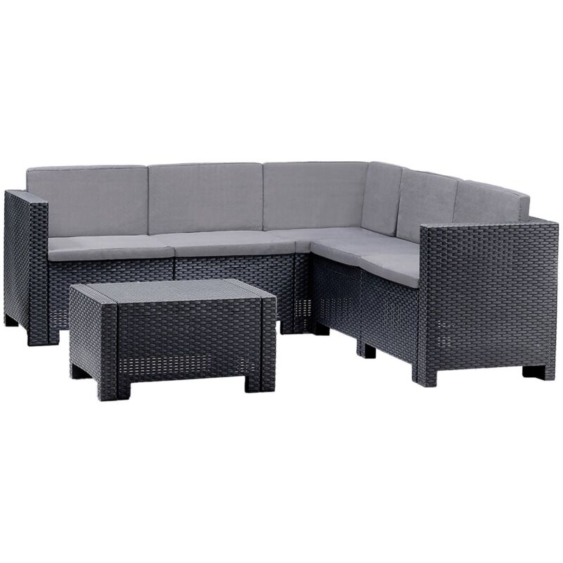 foto del prodotto set salotto da esterno camerota, salottino outdoor, set da balcone o giardino, composizione soggiorno per esterni, made in italy, antracite dmora