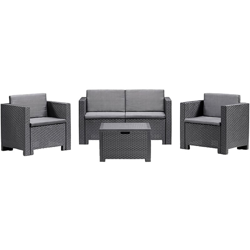 foto del prodotto set salotto da esterno camisano, salottino outdoor, set da balcone o giardino, composizione soggiorno per esterni, made in italy, antracite dmora