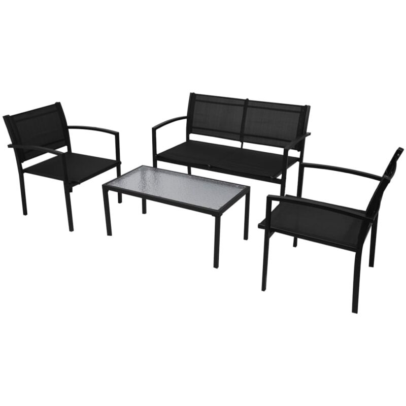 foto del prodotto set salotto da esterno giardino set 4 pz nero in textilene tavolo
