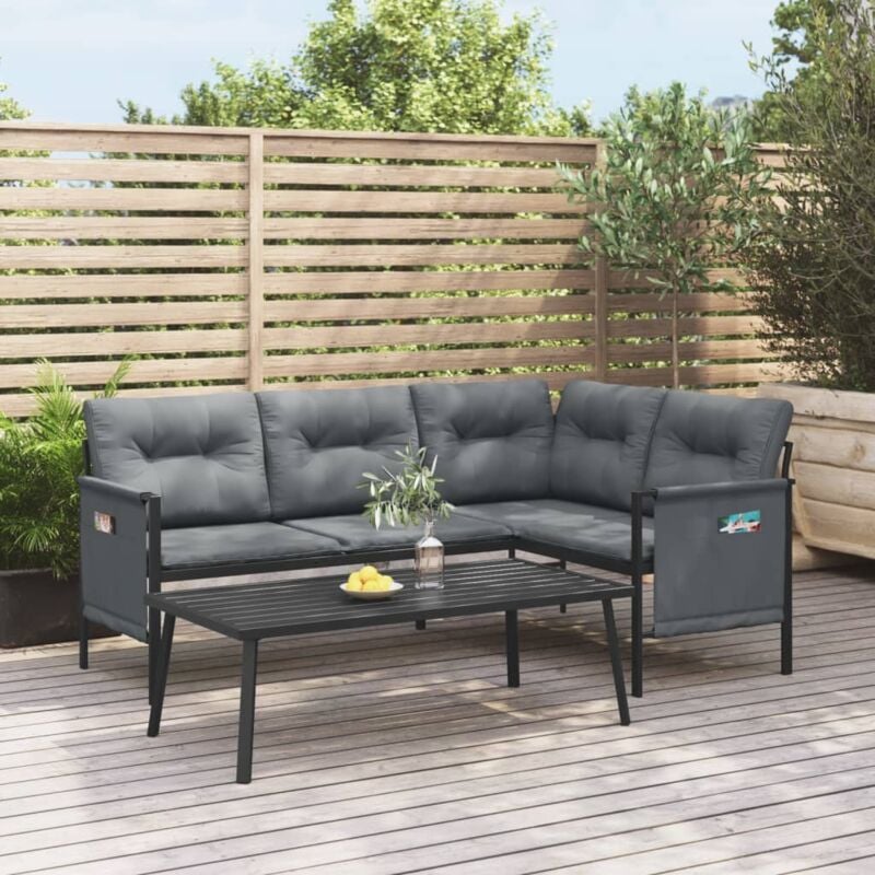 foto del prodotto set salotto da giardino 2 pz in acciaio antracite vidaxl