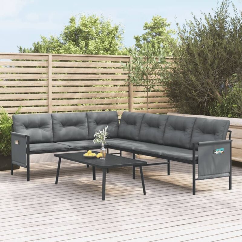 foto del prodotto set salotto da giardino 2 pz in acciaio antracite vidaxl