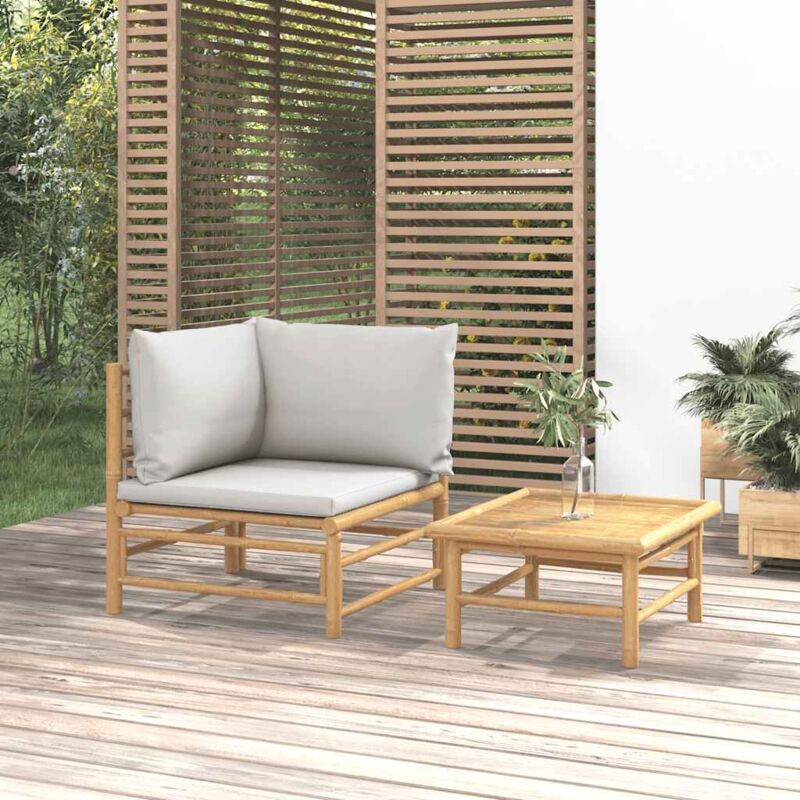 foto del prodotto set salotto da giardino 2pz con cuscini grigio chiaro bamb 