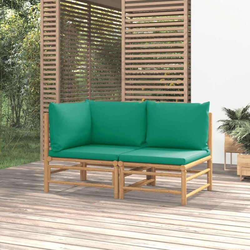 foto del prodotto set salotto da giardino 2pz con cuscini verdi bamb vidaxl
