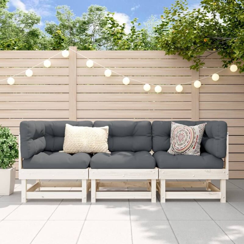 foto del prodotto set salotto da giardino 3 pz bianco in legno massello di pino vidaxl