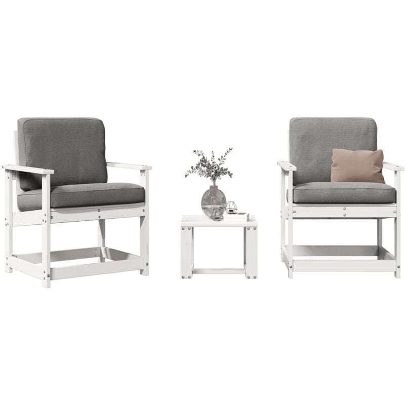 foto del prodotto set salotto da giardino 3 pz bianco in legno massello di pino vidaxl