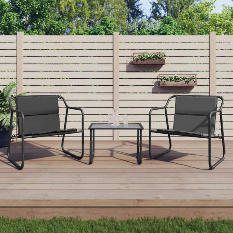 foto del prodotto set salotto da giardino 3 pz con cuscini in acciaio antracite