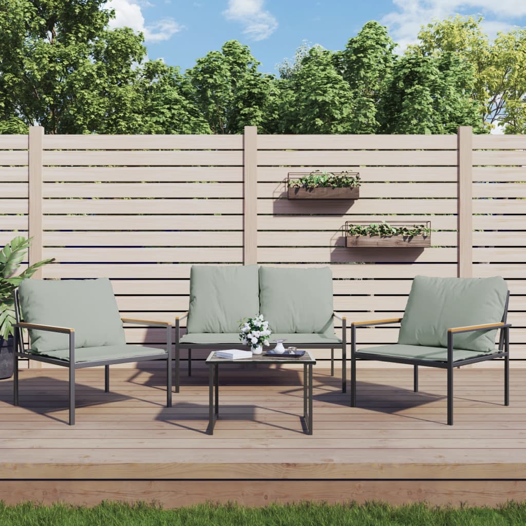foto del prodotto set salotto da giardino 3 pz con cuscini in acciaio antracitecod mxl 126364