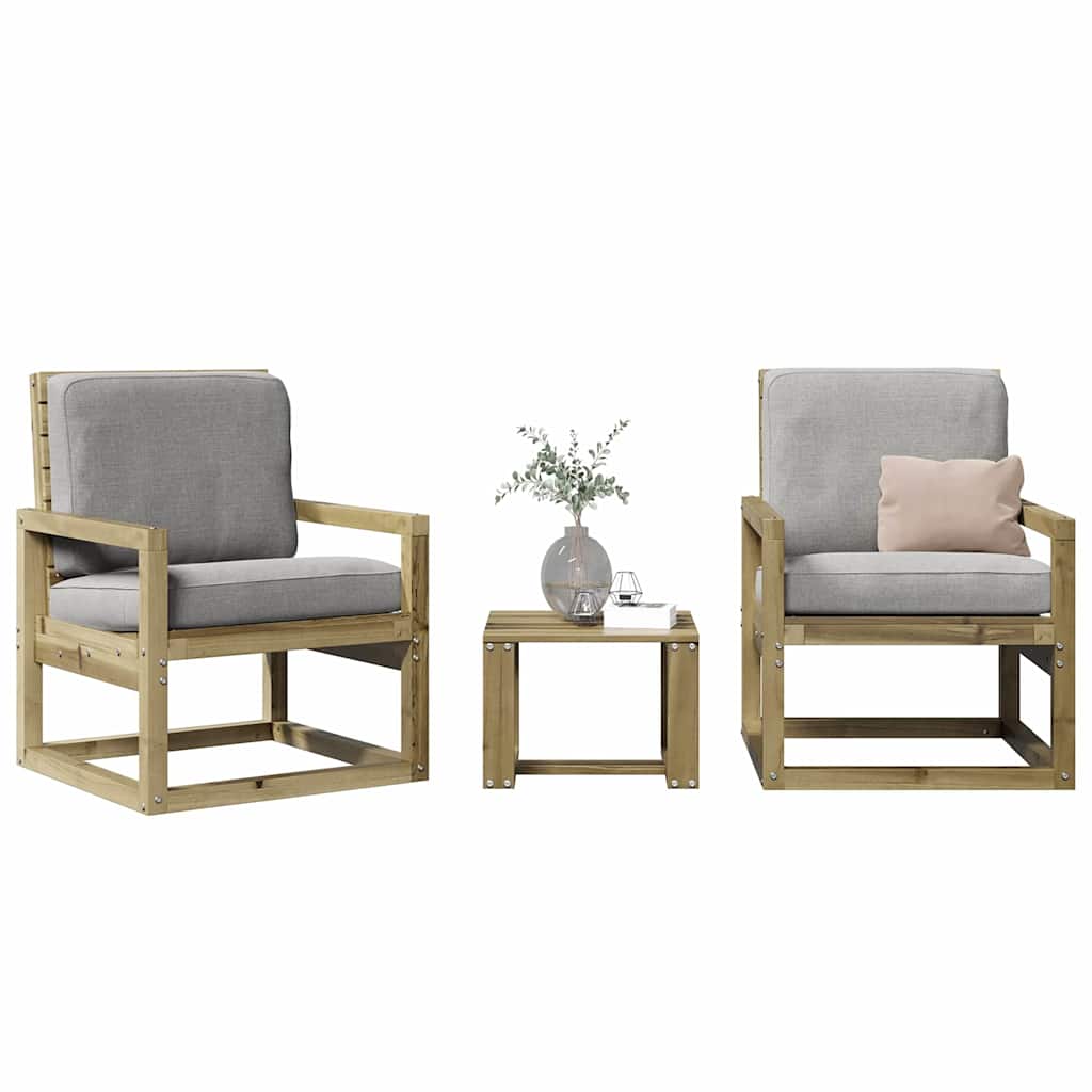 foto del prodotto set salotto da giardino 3 pz in legno impregnato di pino