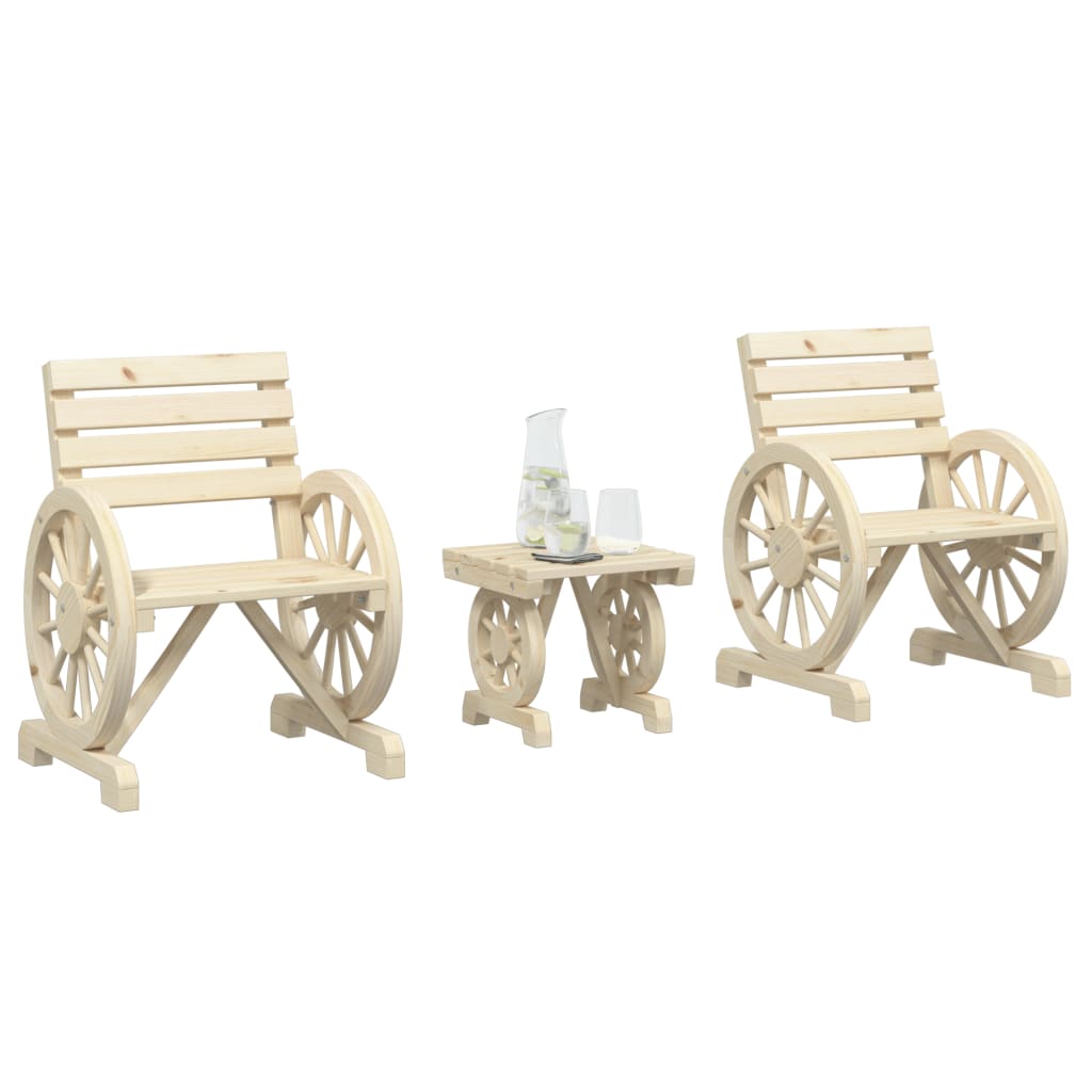 foto del prodotto set salotto da giardino 3 pz in legno massello di abete