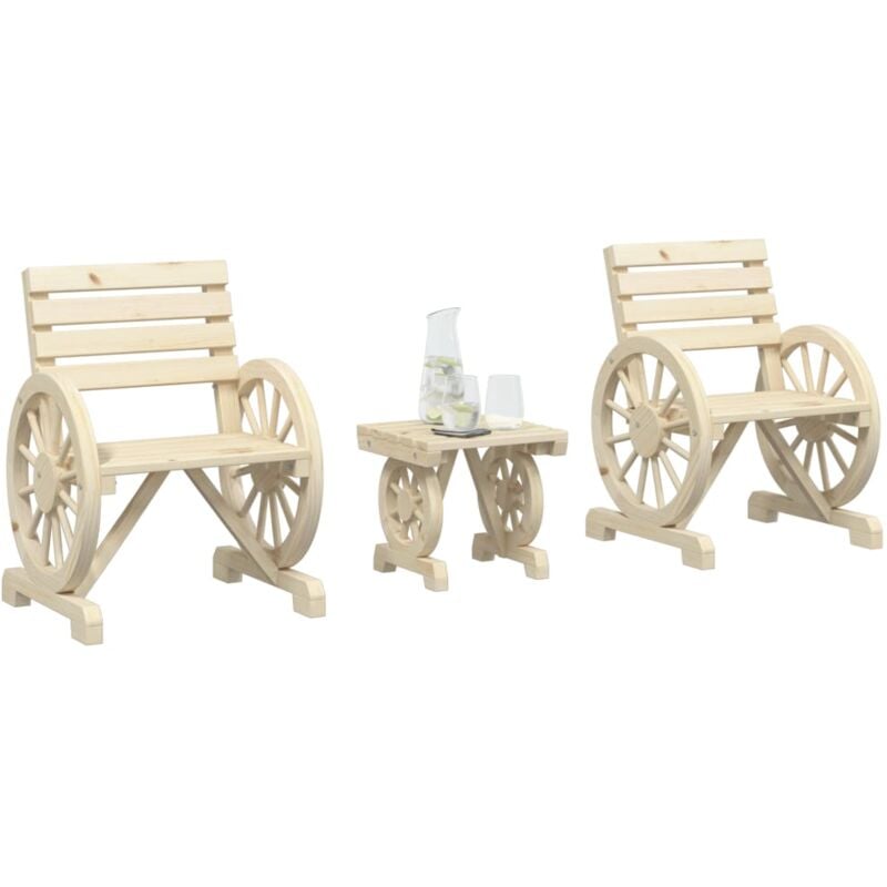 foto del prodotto set salotto da giardino 3 pz in legno massello di abete vidaxl