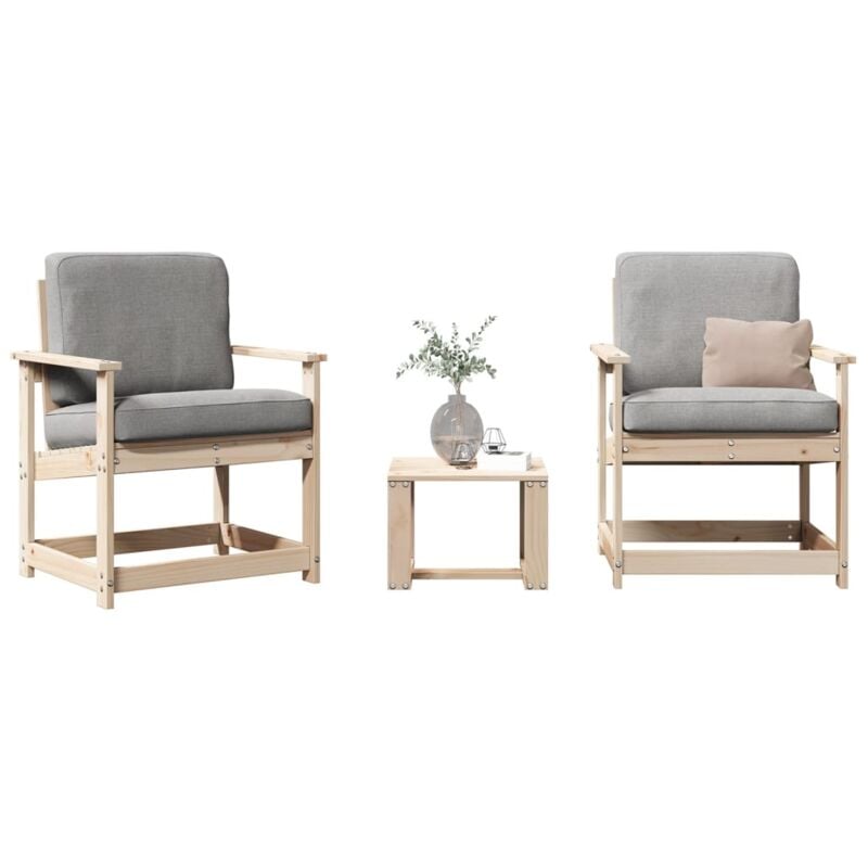 foto del prodotto set salotto da giardino 3 pz in legno massello di pino vidaxl