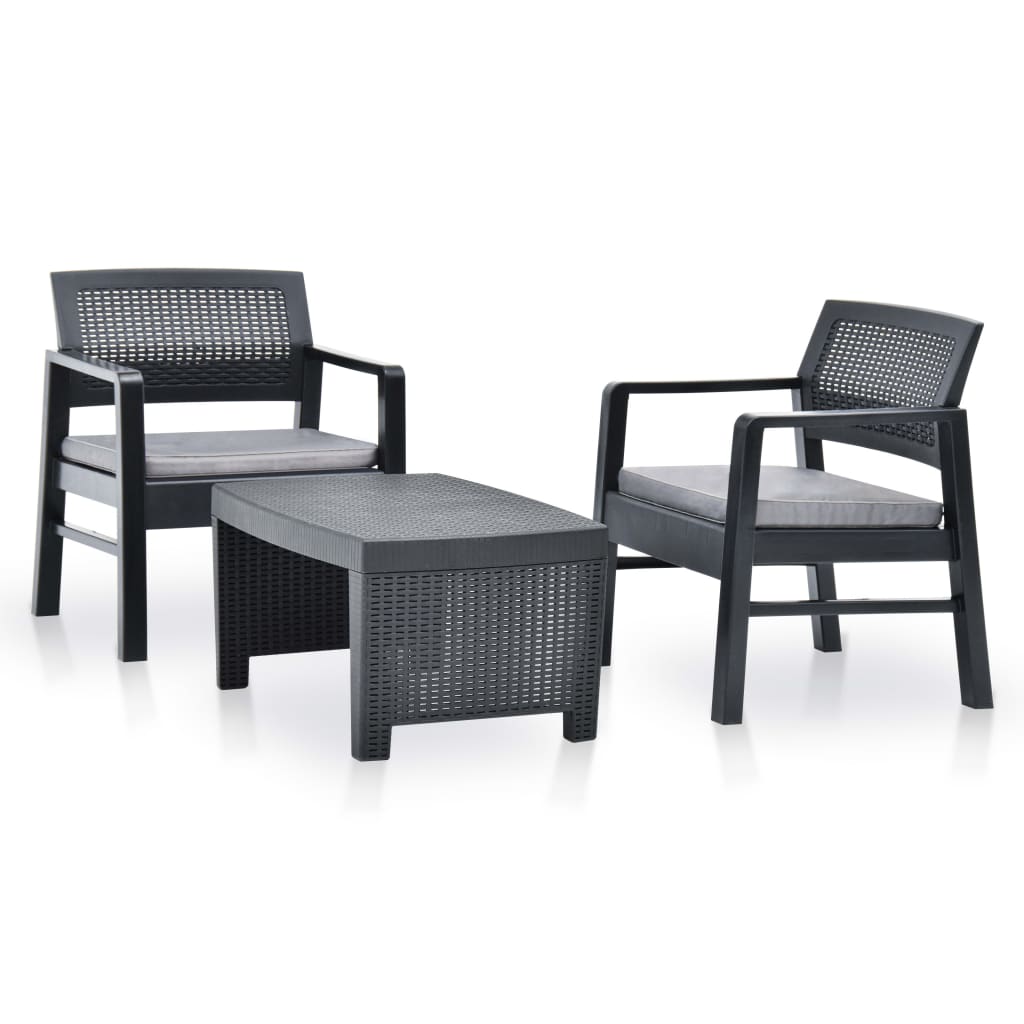 foto del prodotto set salotto da giardino 3 pz in plastica antracite