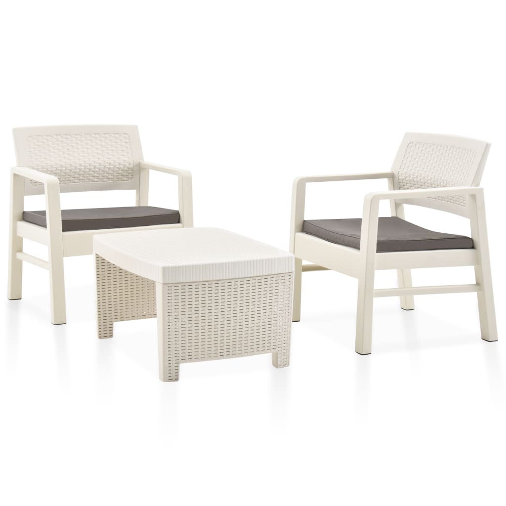 foto del prodotto set salotto da giardino 3 pz in plastica bianco